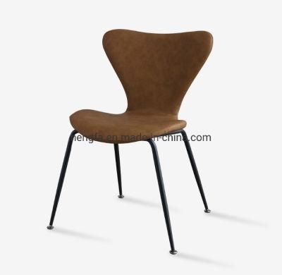 New Design Wholesale China Steel Genuine Leather Upholstered Dining Chairs