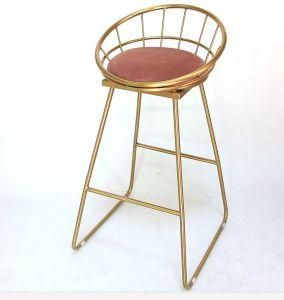 Popular for Nordic Style Golden Color Metal Bar Chair
