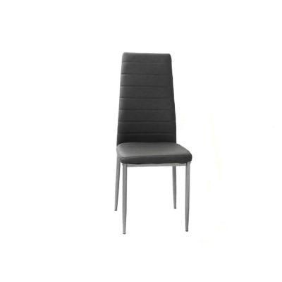 Modern Style Factory Leather Chair Office Restaurant Chairs High Back Metal Leg with Black Powder Coating Dinner Chair