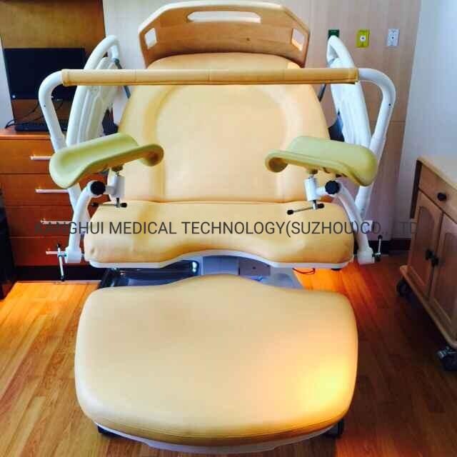 Yellow Color Hospital Delivery Ldr Operating Examination Recovery Homely Type Bed with Hand Grab