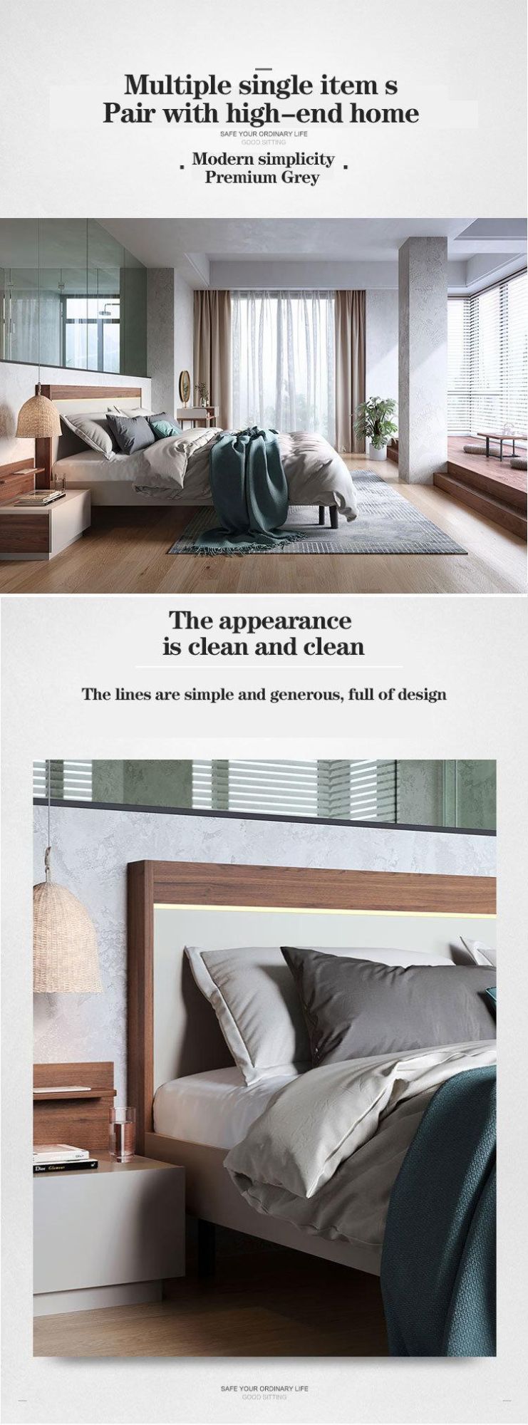 Customized Melamine MDF White Wood Bedroom Sets Furniture
