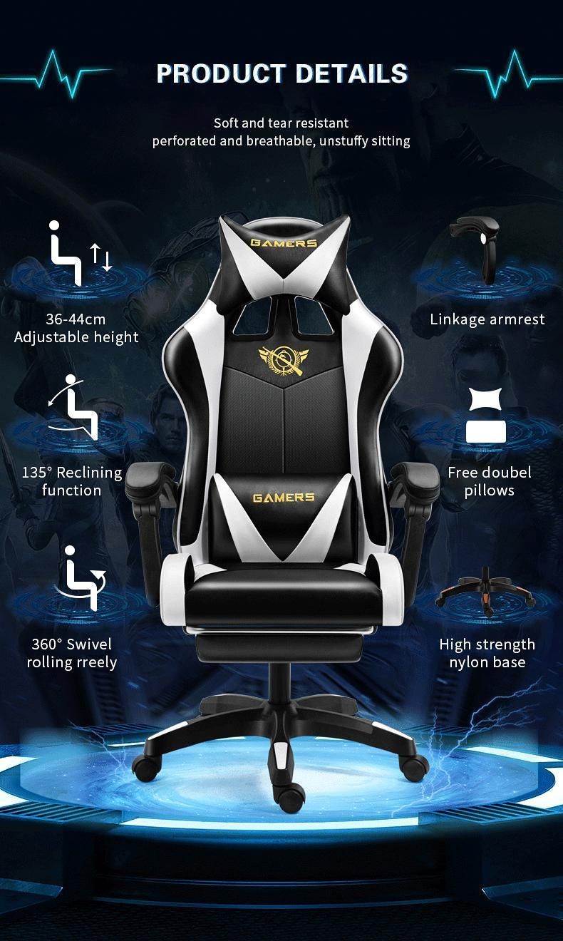 RGB Comfortable Footrest Computer Ergonomic Leather Silla Gamer Office PC Racing Gaming Chair