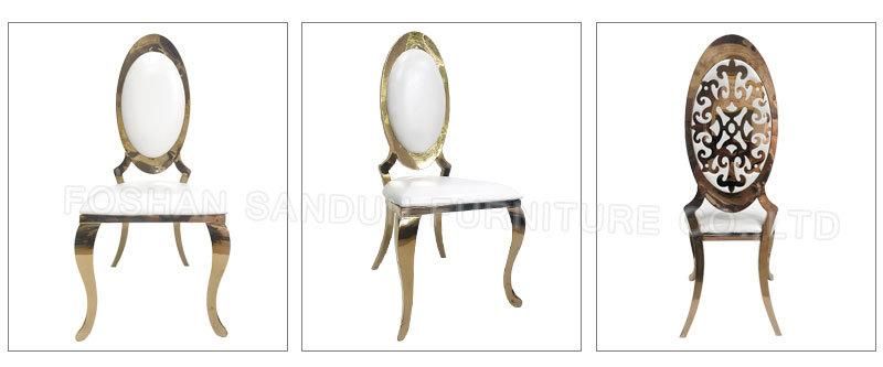 Excellent Polish Gold Frame White PU Leather Stainless Steel Event Wedding Dining Chair