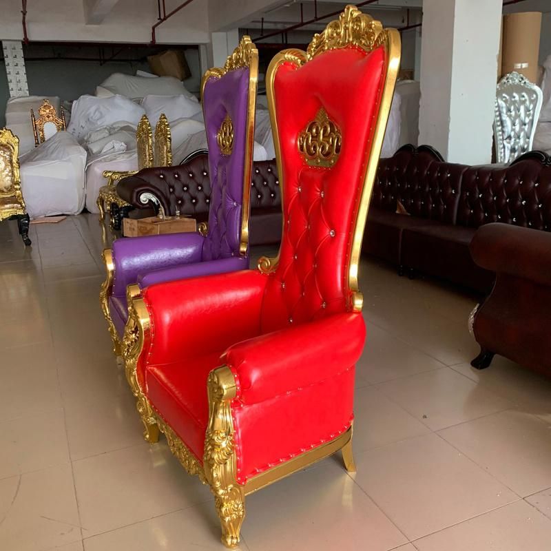 Hotel Lobby Furniture Wood Carved High Back Hotel Chairs in Optional Furniture Color