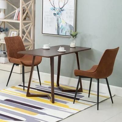 European Design Home Furniture Ergonomic Leather Steel Leg Dining Chair