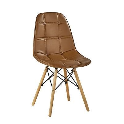Dining Chair with PU Leather Covered Seat and Beech Solid Wood Legs PU Leather