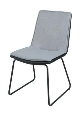 Modern Hotel Furniture Leather Fabric Upholstered Stainless Steel Legs Dining Chair