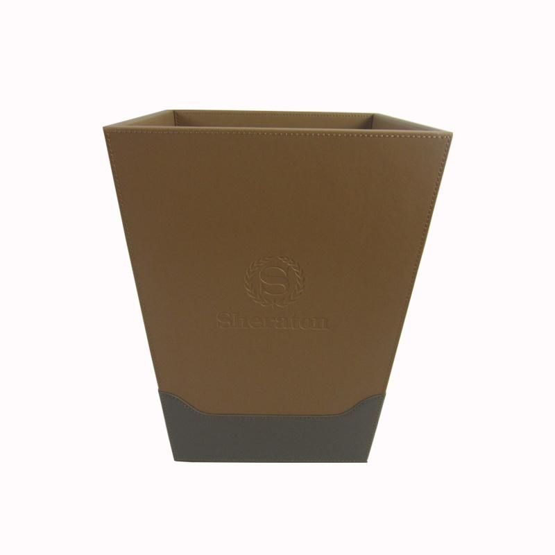 Durable PU Leather Waste Paper Bin