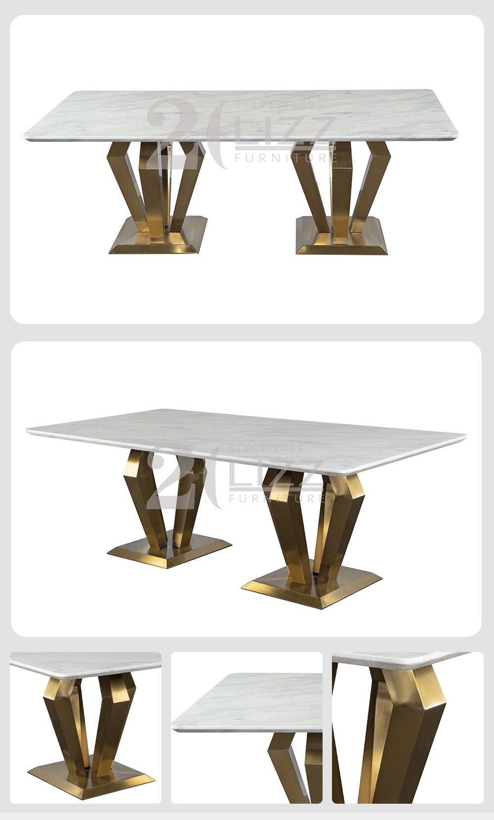 Modern Luxury Hotel/Home Furniture Italian Design Rectangle Marble Dining Table with 6 Seat