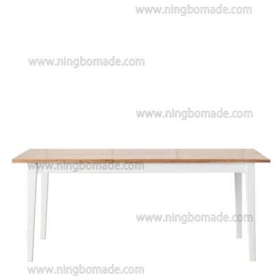 Effortless Hamptons Style Furniture Natural Elm Top White Poplar Wood Base Dining Table