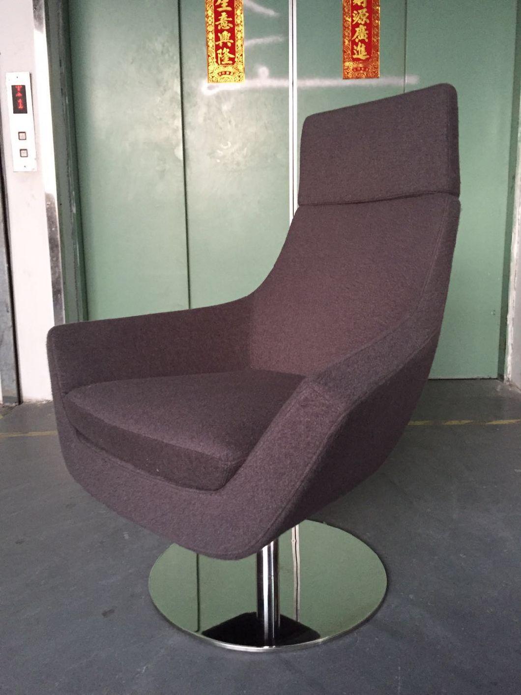 Soft Fabric Lounge Chair with Stainless Steel Round Base