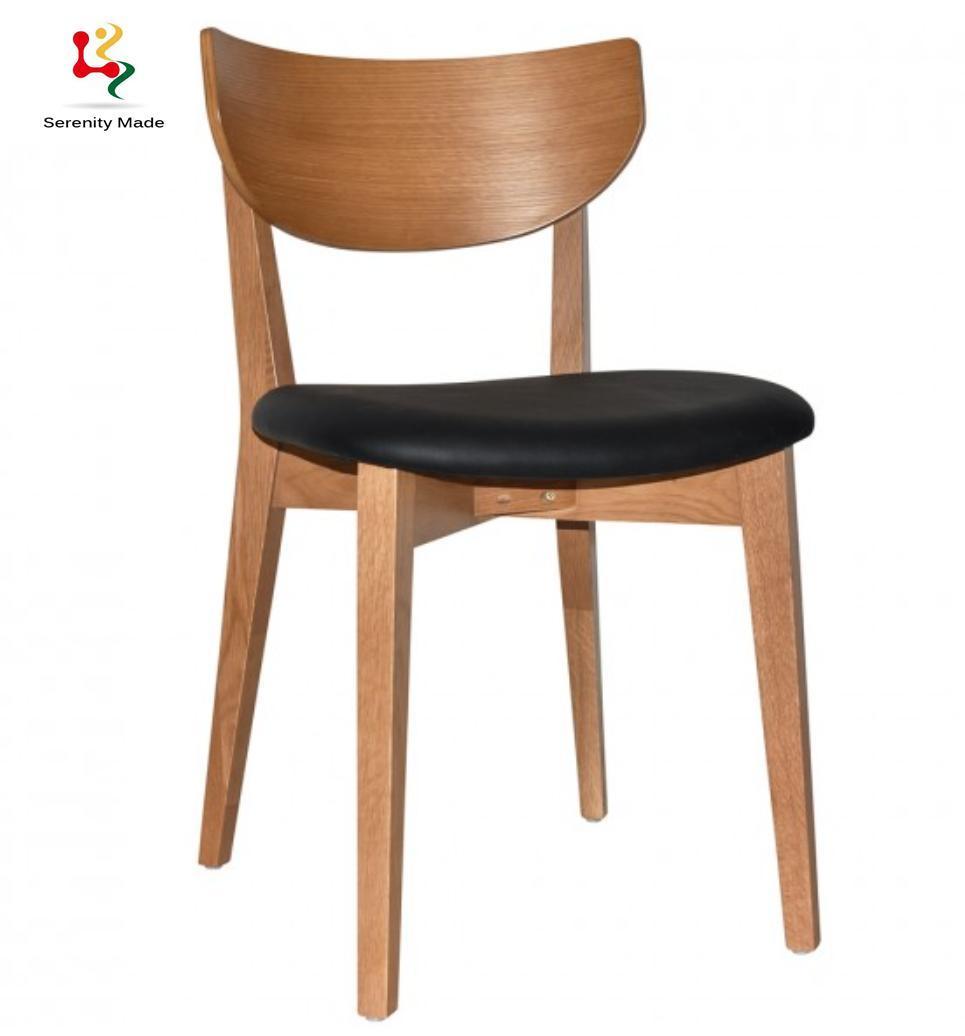 High Class Restaurant Leather Seating Timber Dining Chair