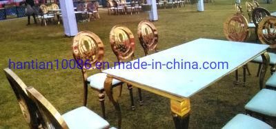 Hot Selling Clear White Wedding Chair Stainless Steel Metal Banquet Chairs with Pattern Back