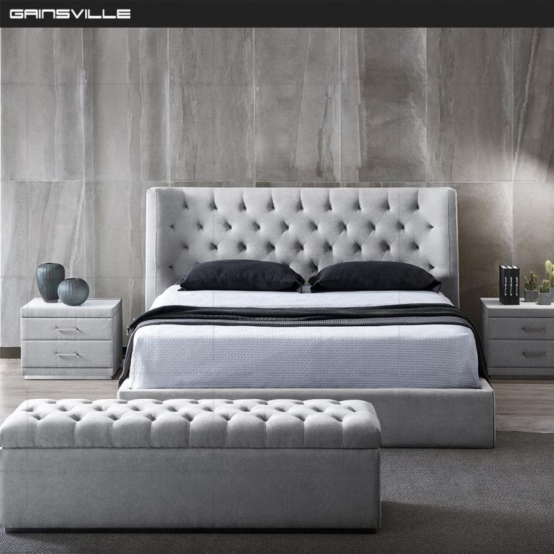 Chinese Factory Bedroom Furniture Functional Headrest King Size Leather Bed Sets Customized Storage Bed