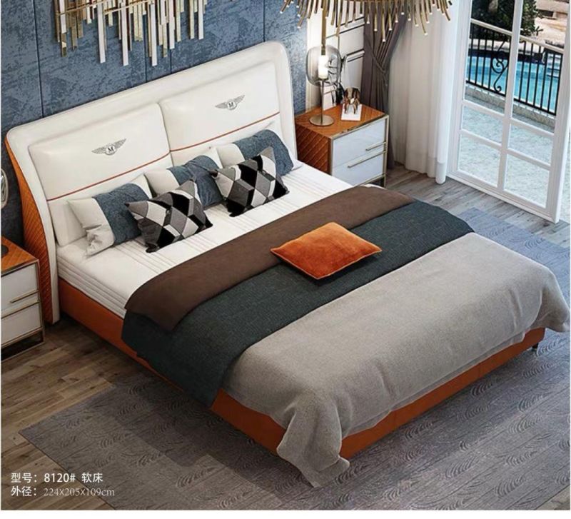 Leather Bed Hotel Bedroom Sets Single Queen King Size Bed Room Furniture Modern Home Frame Wood Beds