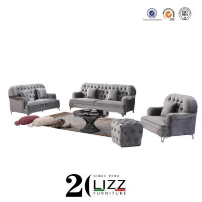 Modern Euroepan Living Room Home Velvet/Linen Fabric Sofa Furniture Set