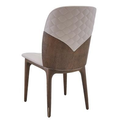 Modern Indoor Furniture Living Room Hotel Restaurant PVC Leather Wooden Dining Chair