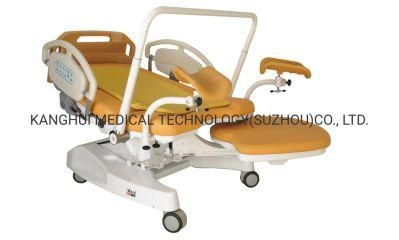 Ldr Four Wheels Labor Examination Operating Women Delivery Bed with PU Leather