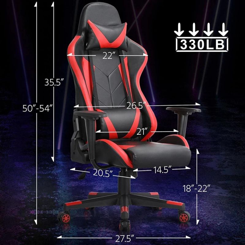 Custom China Black Red Wooden Framepu Leather Office Adult Ergonomic Racing Computer PC Gamer Gaming Chair for Sale