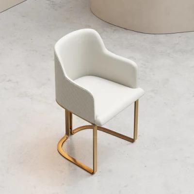 Modern Funirutre Restaurant Golden Stainless Steel Luxury Leather Dining Chair