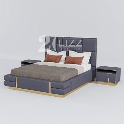 Home Furniture Manufacturer High Quality Luxury Geniue Leather King Size Hotel Apartment Bedroom Bed