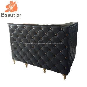 Rd2074 American Style L Shape Black Leather Reception Desk for Hair Salon