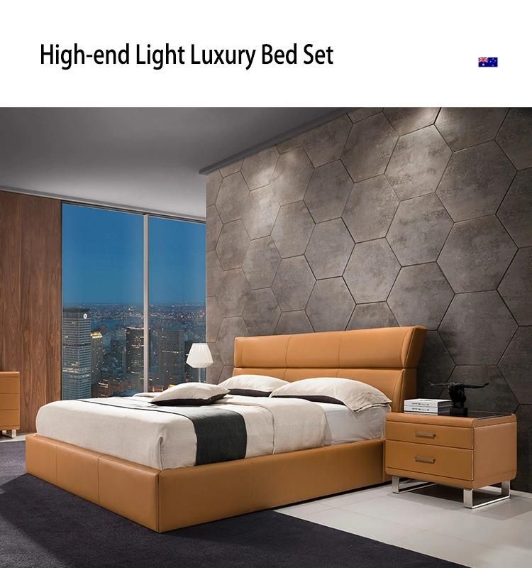Customized Modern Leather Bed King Bed Double Bed with Special Soft Headrest Gc1717