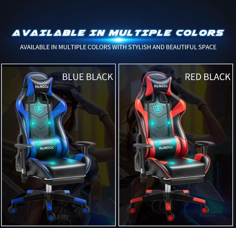 CE Approval Black Massage Racing Silla Audio Gamer Chair PU Leather Computer Gaming Chair with Footrest