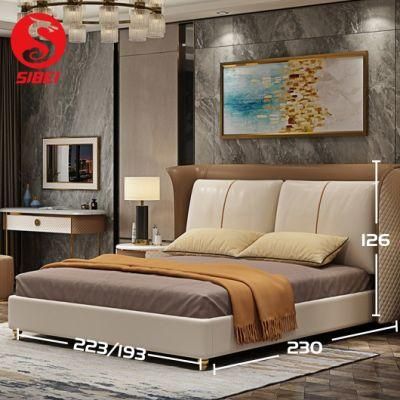 Simple Modern Double Bed Master Bedroom High Box Bed Drawer Storage Beds