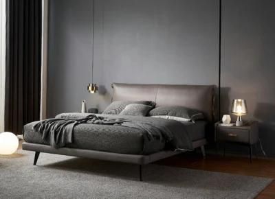 New Modern Home/Hotel Bedroom Furniture Design Upholstered Beds Set Light Luxury Leather Platform King Size Double Bed