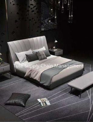 Luxury Fashion Bedroom Comfortable Leather Double Bed