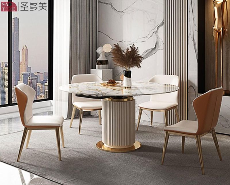 Hot Self Modern Style Hotel Restaurant Home Living Room Furniture PU Leather Slate Dining Table
