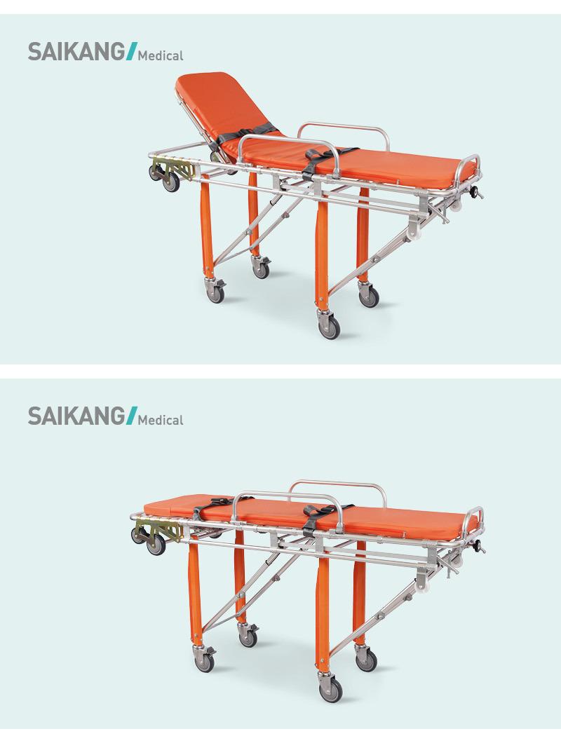 Hospital Folding Stretcher Trolley with Height Adjustable