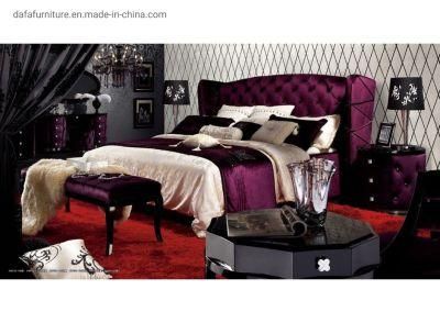 Upholstery Velvet Fabric Bed with Diamonds Plush Design