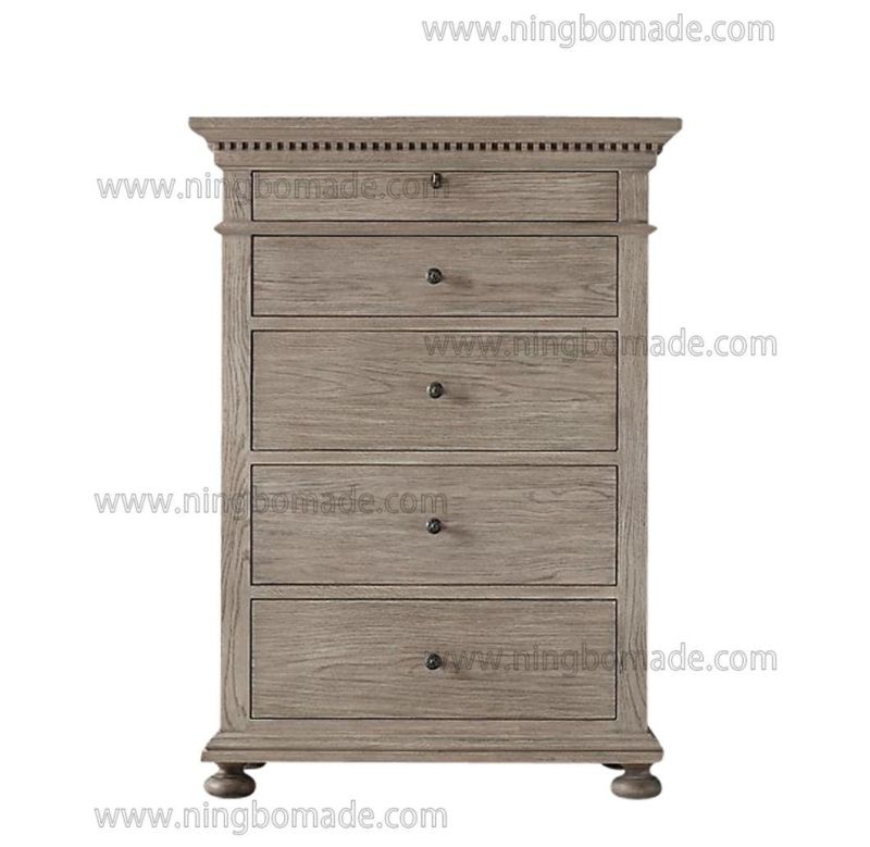 Architectural Classicism Timeless Collection Antique Grey Oak 5 Drawers Chest