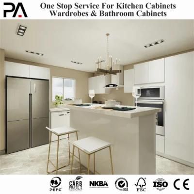 PA Customized White Flat Panel Modular Design Lacquer Modern Kitchen Cabinet