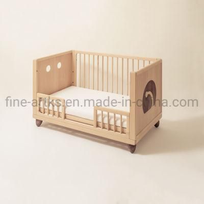 Custom Household Eco-Friendly Solid Wood Baby Cot with Universal Wheels Available