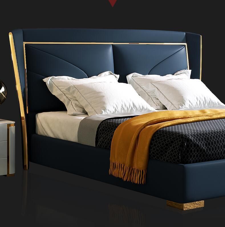 Dark Blue or Orange Modern Furniture Leather Sofa Bed