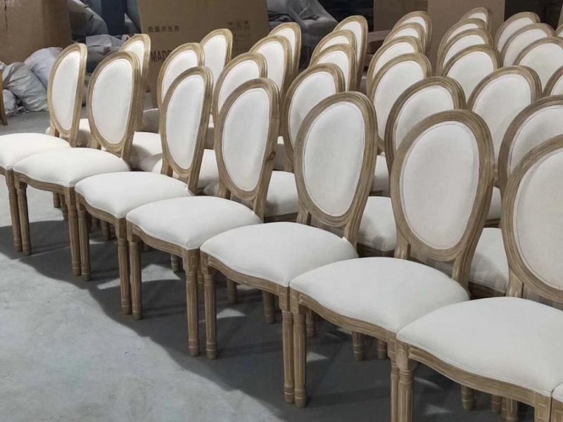 Solid Rubber Wood Dining Chairs Oval Rattan Back Louis Wedding Chair