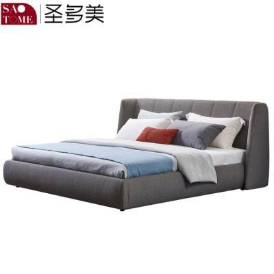 Modern Hotel Bedroom Furniture Wooden Leather 1.5m Double Flat King Bed