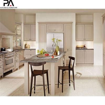 Traditional Elegant Shaker Oatmeal Color PVC Kitchen Cabinets