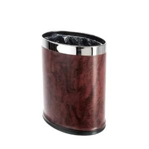 Overlap Open Top Oval Leather Metal Trash Can, Capacity 8 Litre