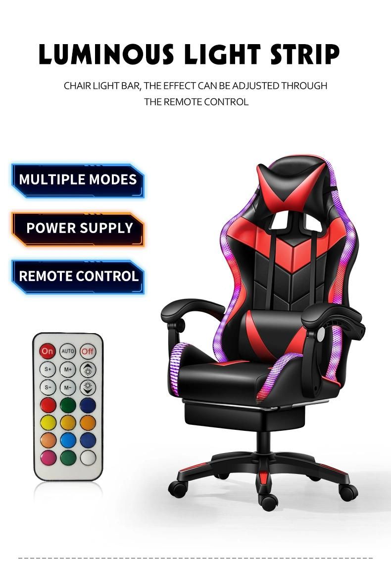 CE Approval Anji Cheap PU Leather Reclining Speaker Gaming Chair Adjustable RGB Silla Gamer with Foot Rest