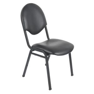 Modern Office Dining Chair with Black Vinyl Upholstered and Metal Frame