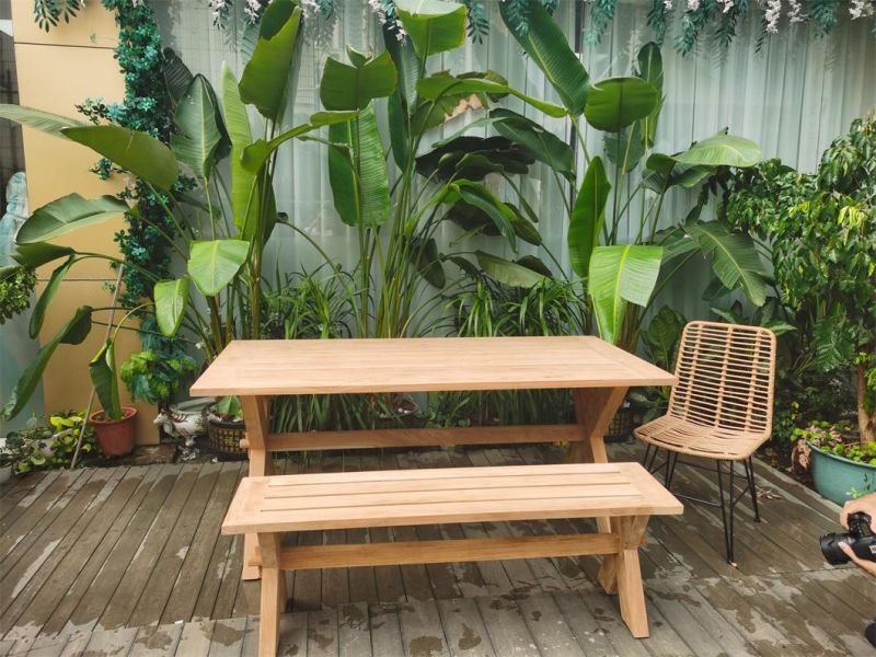 Hotel Villa Patio Rattan Wooden Garden Dining Garden Patio Outdoor Furniture Set