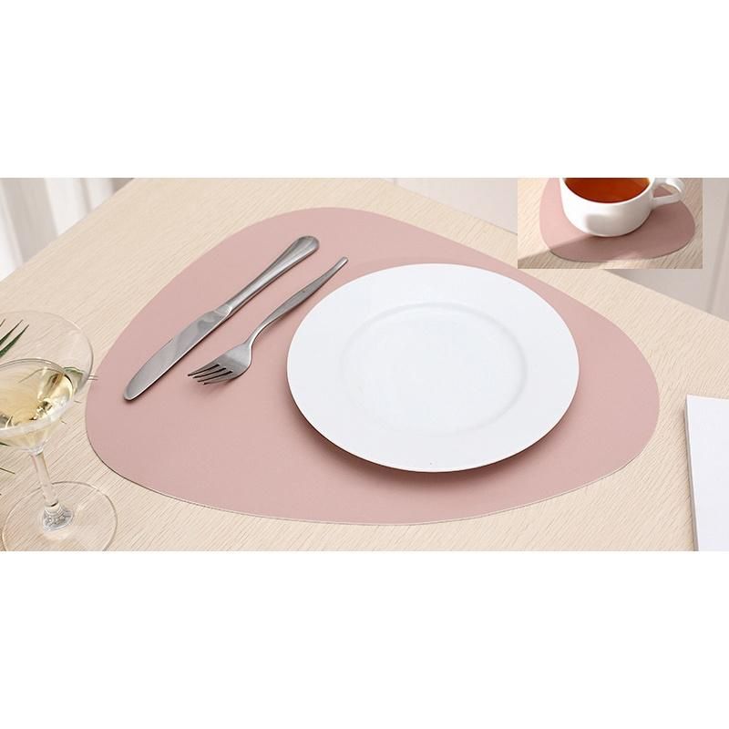 Leather Desk Placemat Pad PU Round Large Mouse Plate Eating Food Heat Resistant Trivet Coasters Place Custom Coaster Table Mat