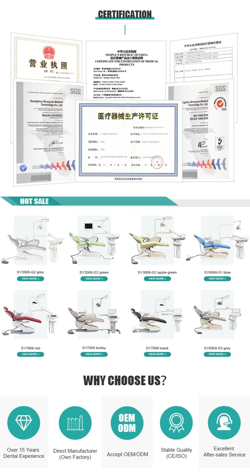 Dental Surgery Impant Dentist Chair Electric Unit Chair with Movable Ceramic Spittoon PU Leather and CE Use for Dentist Teeth Treatment