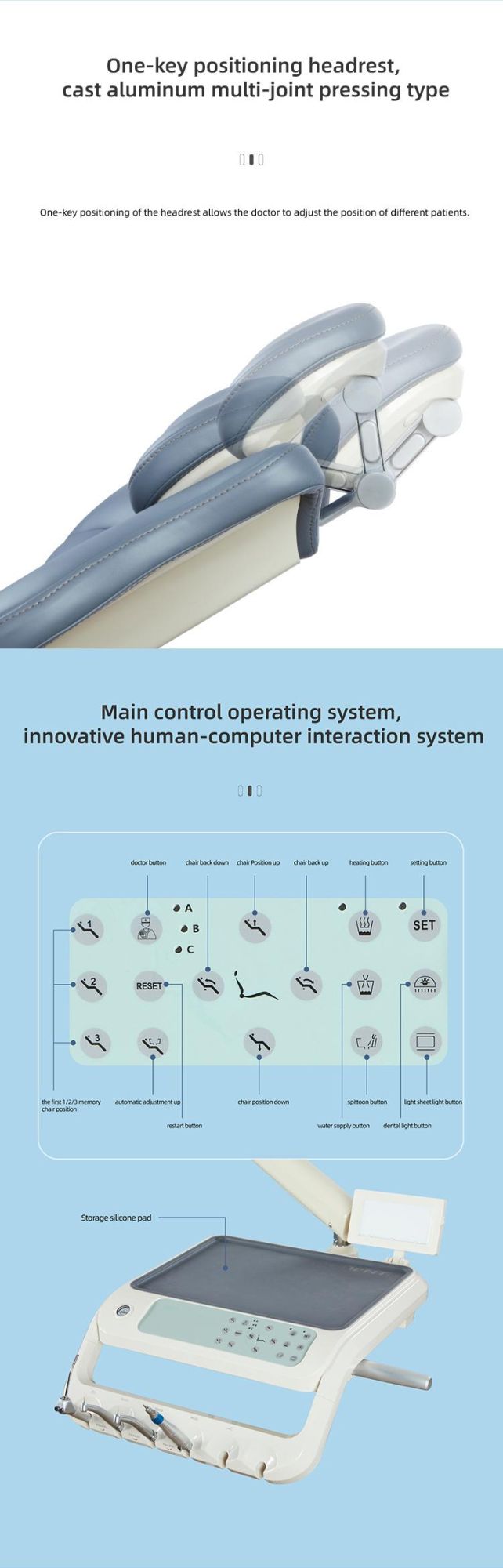 Dental Chair Leather with Aoto Spitton Flush and Cup Filler Control System