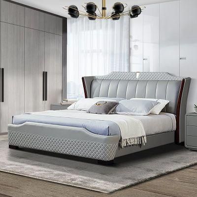 Luxury Italy Design Bedroom Funirure Upholstered PU Leather King Size Bed