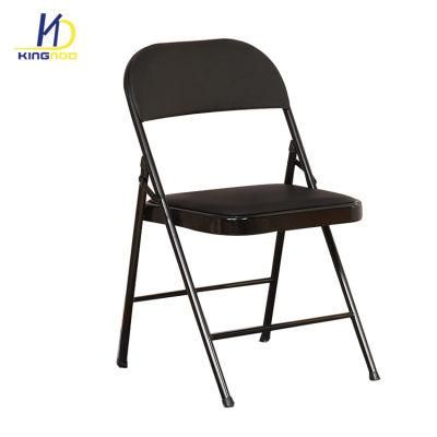 Home Cheap Black PU Foldabe Metal Desk Computer Office Seminar Room Folding Chairs